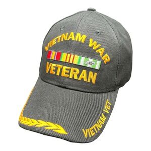 Kys Design Cap Vietnam War Veteran Embroidered Black Hat Adjustable CAP780